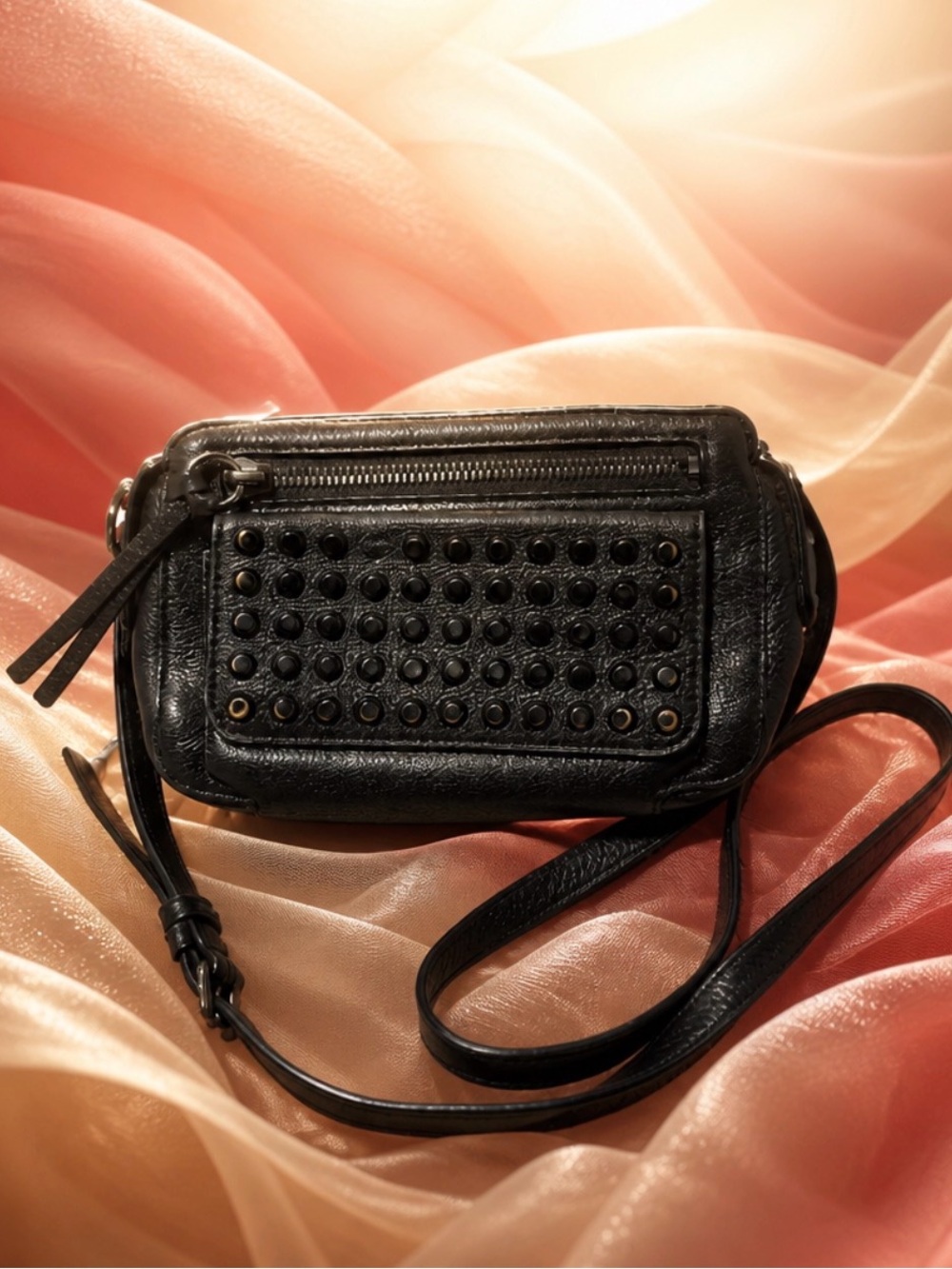 Michael Kors Black Studded Leather Crossbody
